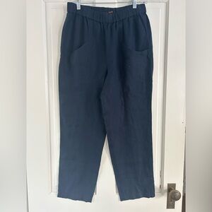 Quince Women's Navy Straight Leg Linen Pants Medium